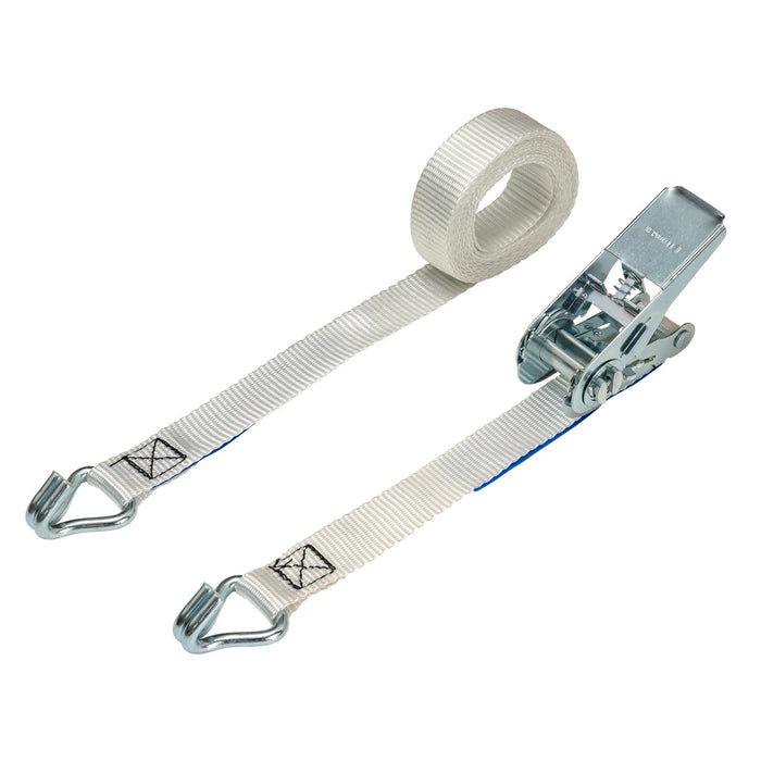 25mm Ratchet Strap, 800kg with Claw Hooks (White)