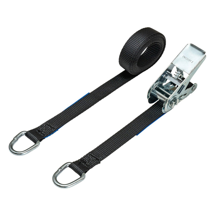 25mm Ratchet Strap, 800kg with D Rings (Black)